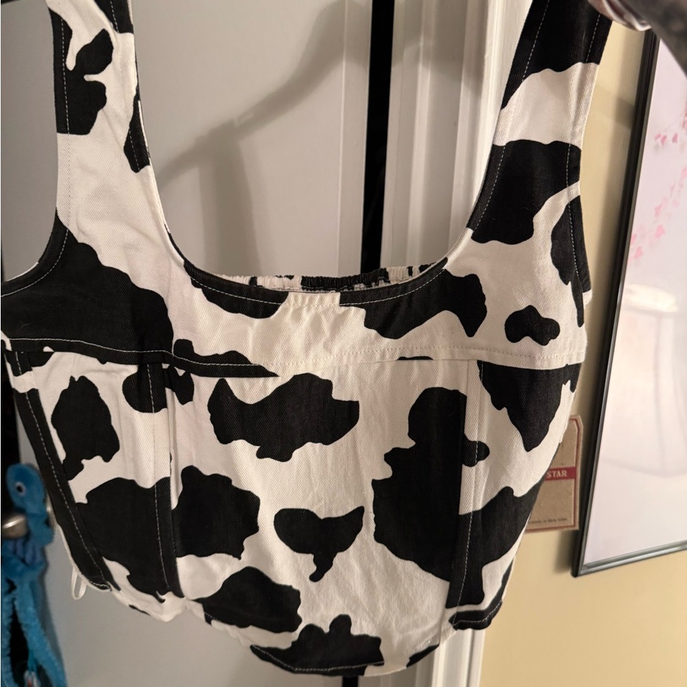 Black and White Cow Print Crop Top